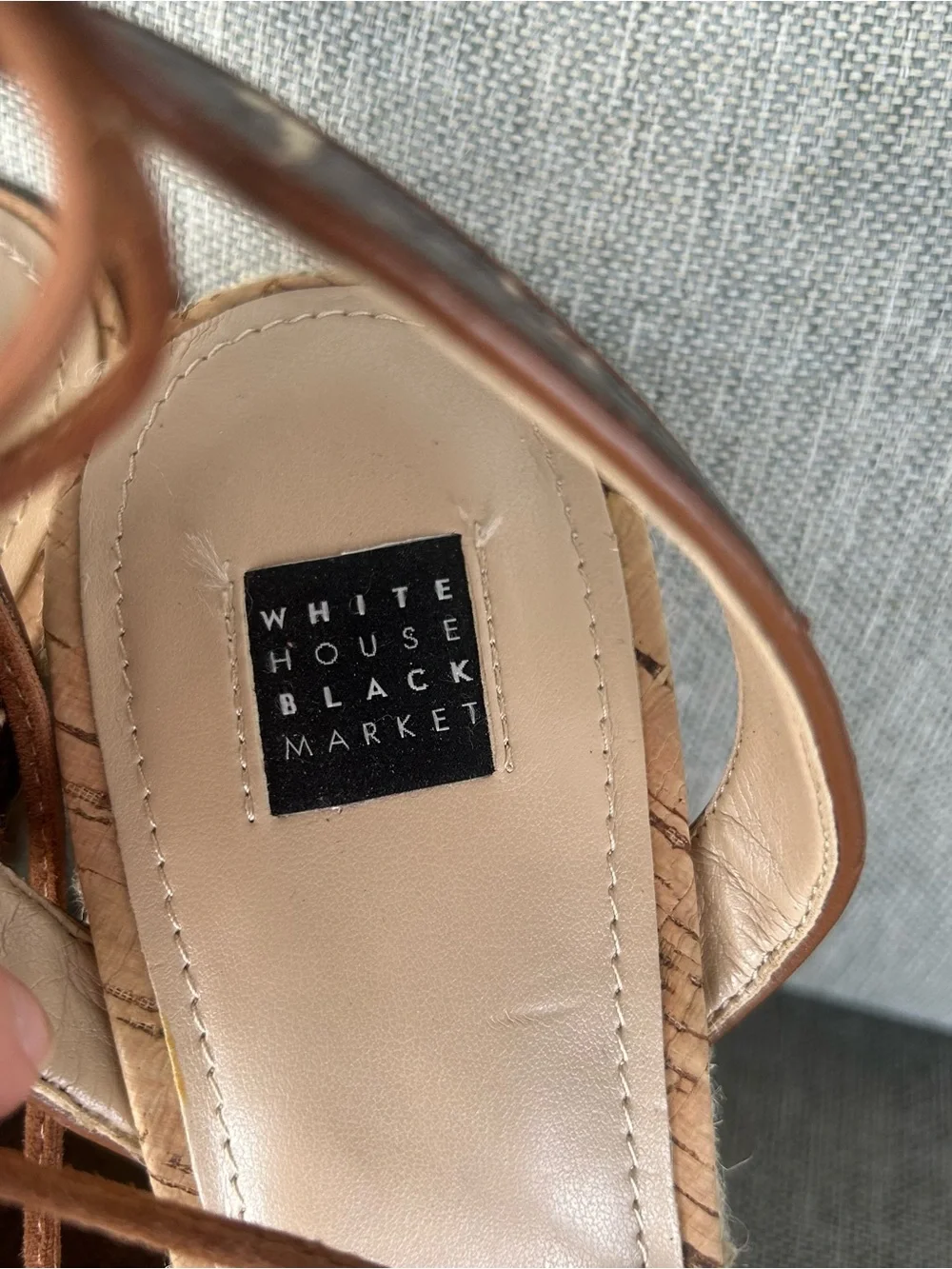 White House Black Market Tan Brown Espadrille Wedge Lace-Up Sandals